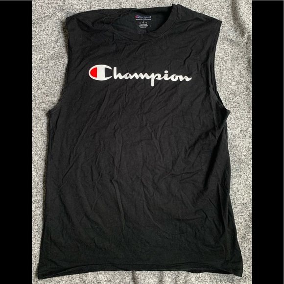 Men’s Champion Sleeveless Shirt - Size LARGE - Workout Gym Top - Black t-shirt - Picture 8 of 9